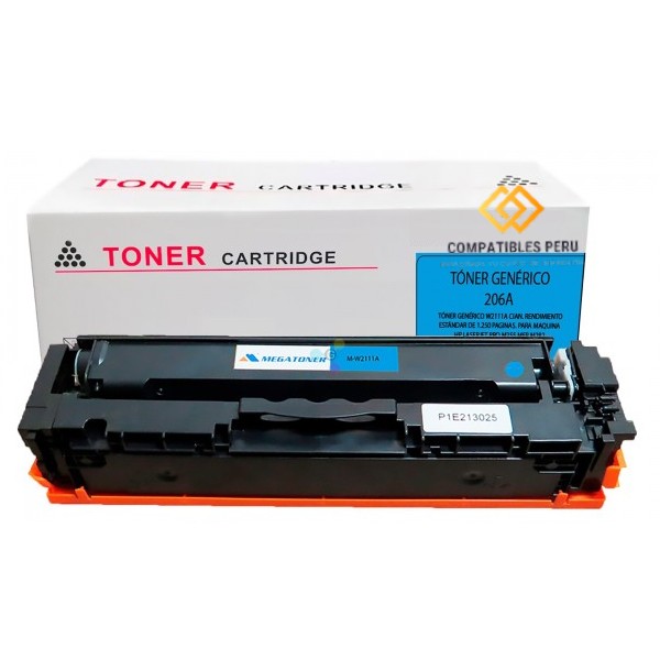 Toner Compatible 206A W2111A Cyan 1.250 Paginas Sin Chip