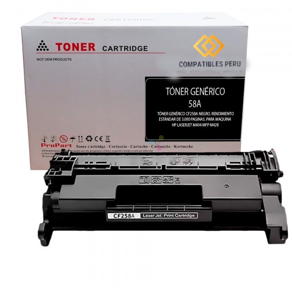 Toner HP Compatible 58A CF258A 3000 Paginas Calidad Premium CON CHIP
