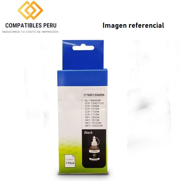 Tinta Brother Compatible BT6001 D60BK Negro