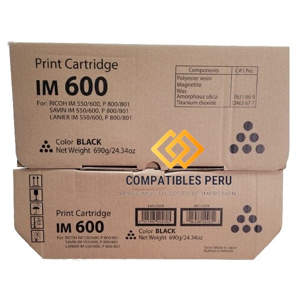 Toner Ricoh Compatible IM 550 418477 Negro Para IM 600 Premium