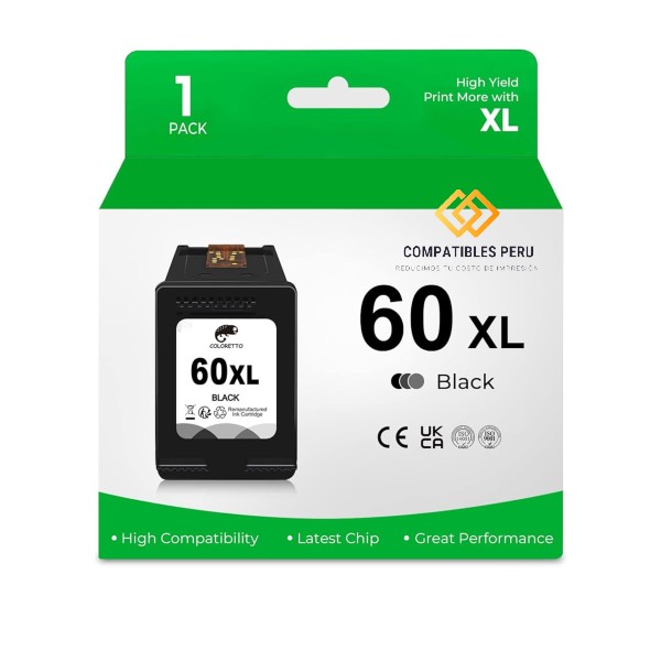 Tinta Compatible HP 60Xl CC641W Negro Alta Calidad