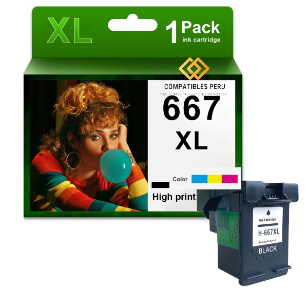 Tinta Compatible HP 667XL Negro 3YM81AL Alta Calidad