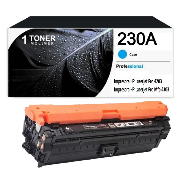 Toner Compatible HP 230A Cyan W2301A para Pro 4203, Mfp 4303