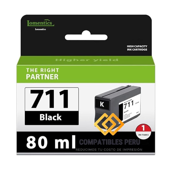 Cartuchos de tinta Compatible  hp 711 CZ129A color  Negro para Ploter HP Design Jet T120  T130  T520  T530