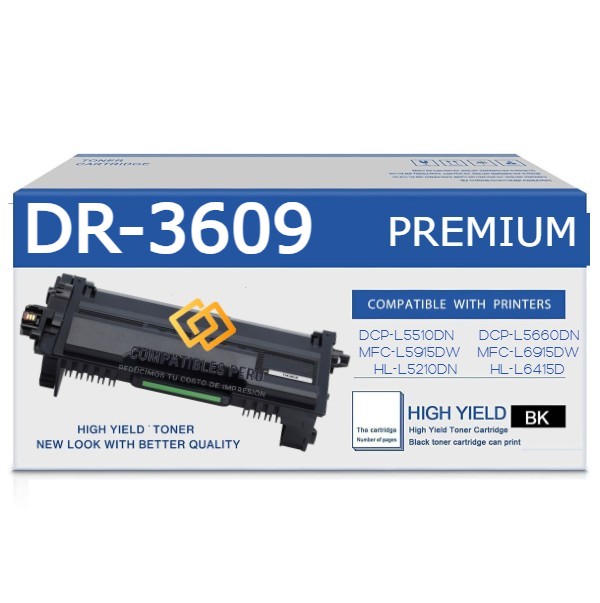 Cartucho de Tambor Drum Compatible  Brother  DR-3609 Color Negro capacidad 75.000 Paginas