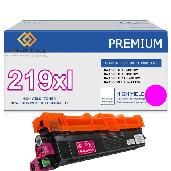 Cartucho de Toner Compatible Brother TN-219XL Magenta Alta Calidad capacidad 2300 Páginas